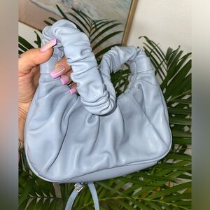 NWOT Expressions Oliveta Scrunch Handle Blue Vegan Leather Crossbody Bag